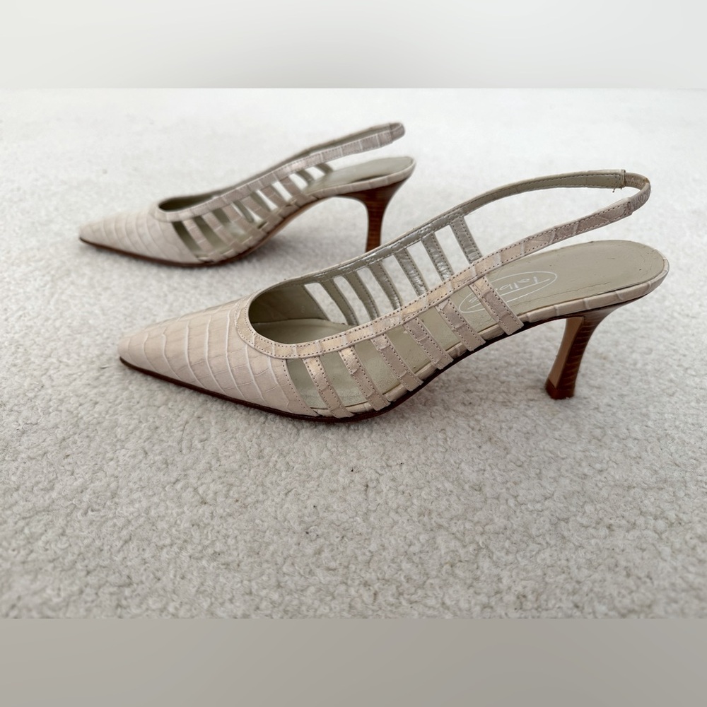 Talbots alligator effect leather slingback heels shoes - size 8